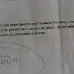 Documento en el que Roberto Bendaña acusa préstamo de 400 mil dólares del dinero de las monjitas Teresianas.