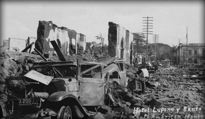 Efectos del terremoto que destruyó Managua el 31 de marzo de 1931.