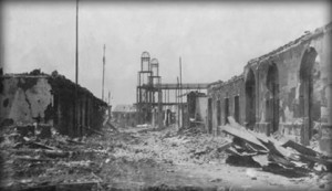 Imagen de una calle de Managua tras el terremoto de 1931.