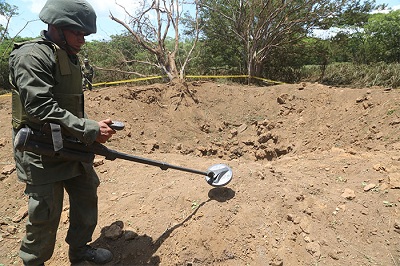 Este es el cráter donde habría impactado un meteorito, según informó el gobierno. (Foto: Germán Miranda, El 19).