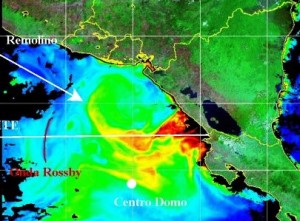 Los colores amarillo, verde y celeste determinan la ubicación del domo térmico.