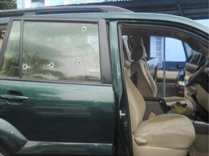 Camioneta en la que viajaba Salvador Augusto Guzmán Parada, alias “Truck, cuando fue acribillado en 2011 en Chinandega.