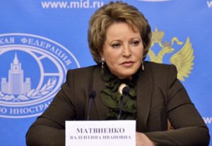 Valentina Ivanovna  Matvienko, presidenta del Consejo de la Federación de Rusia.