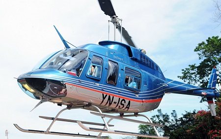 Este es el helicóptero Bell 206L4 en el que se estrellaron Antonio Lacayo y tres personas más en Río San Juan.